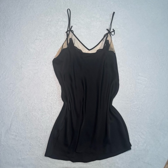 Cute Black Slip Dress with Lace Trim - Picture 3 of 7